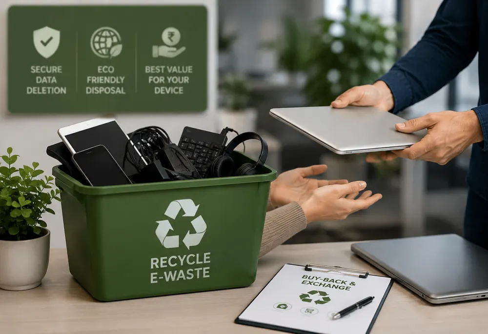 Handing over a laptop for buy-back and exchange